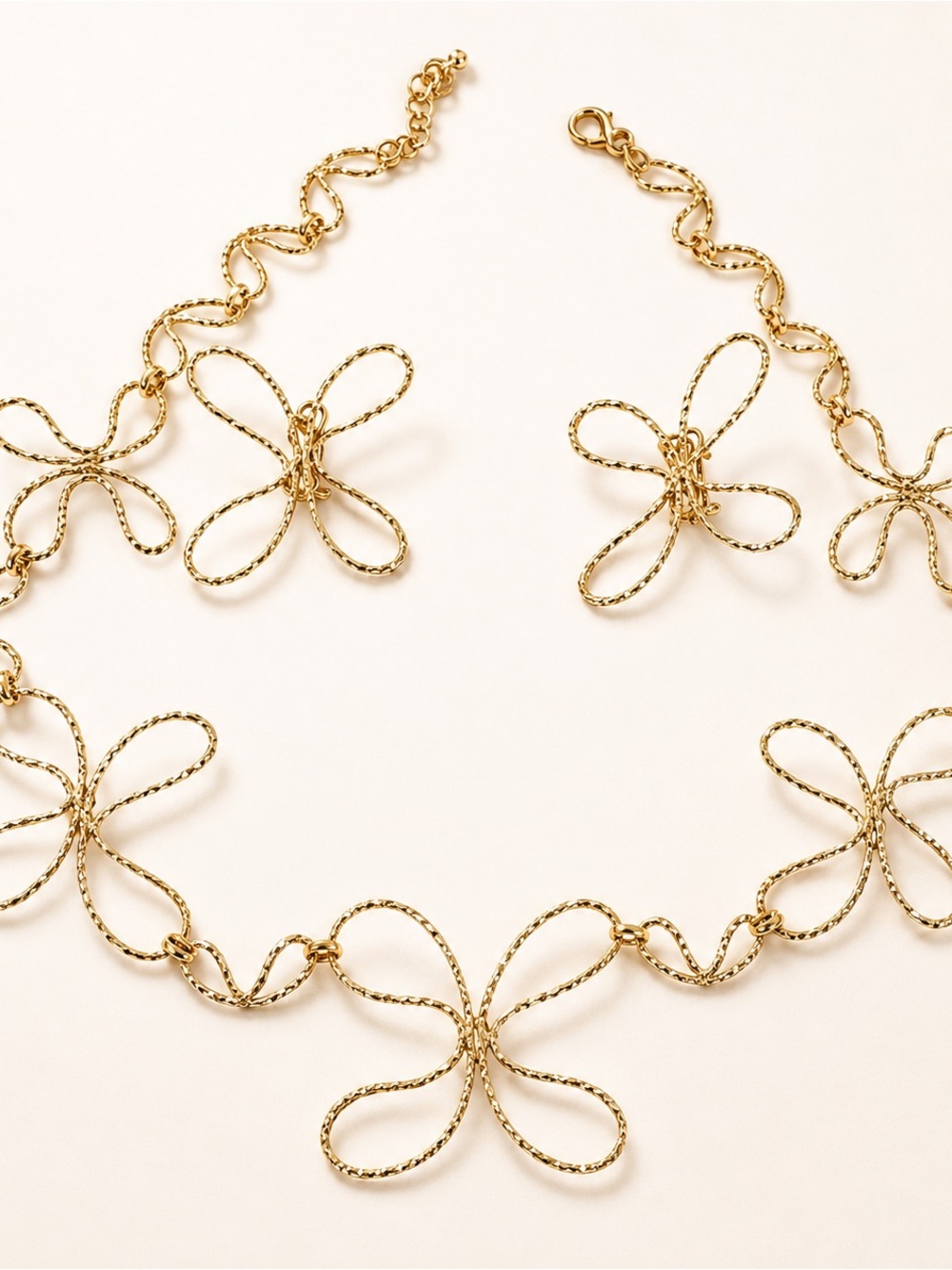 18K solid gold necklace and earrings set